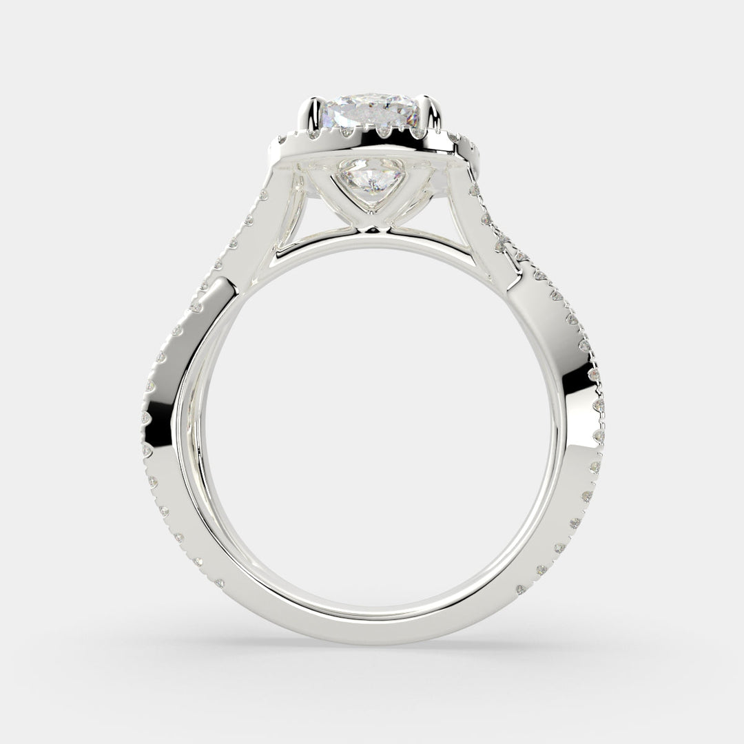Ophelia Cushion Cut Pave Halo Split Shank Engagement Ring Setting