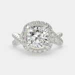 Load image into Gallery viewer, Ophelia Cushion Cut Pave Halo Split Shank Engagement Ring Setting
