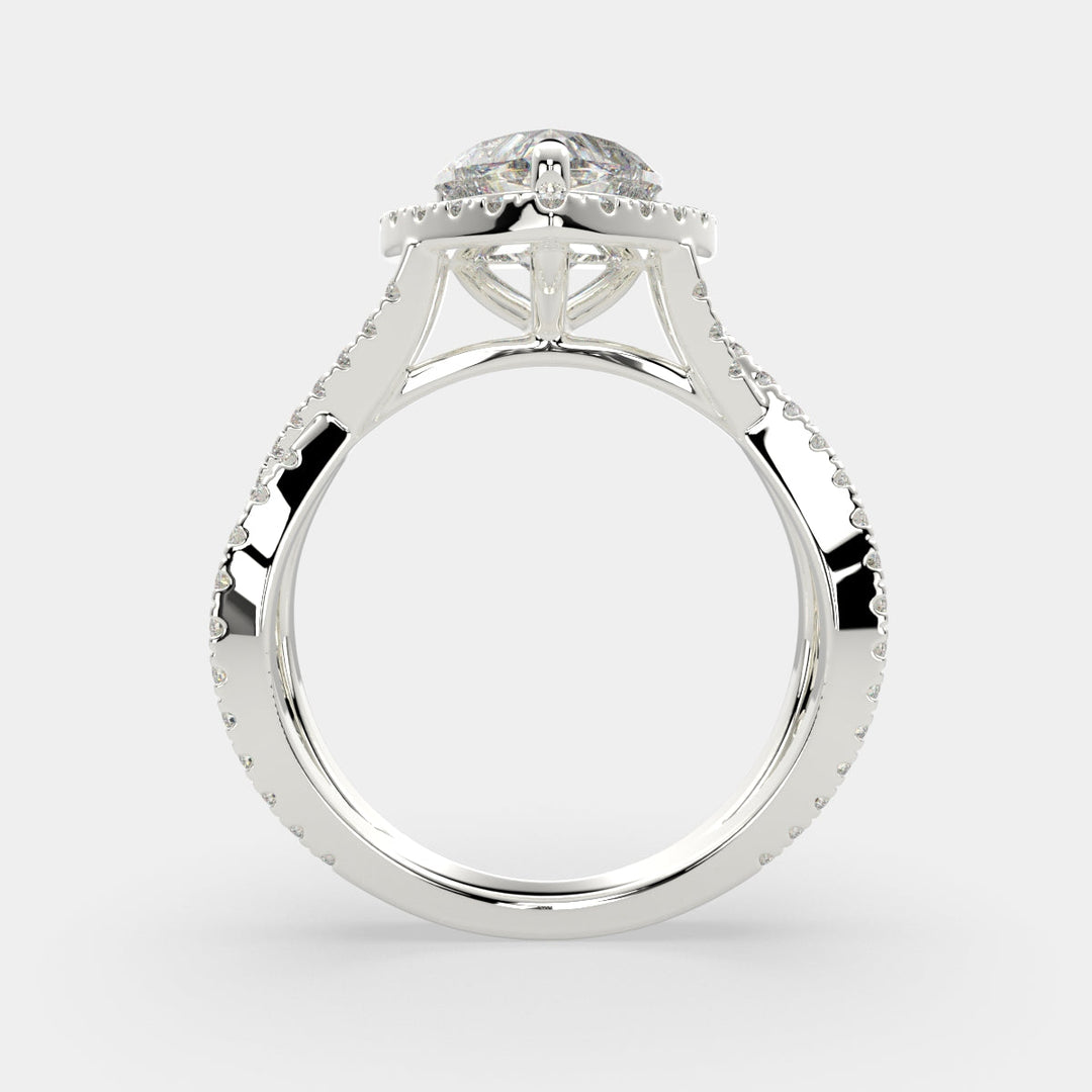 Ophelia Heart Cut Pave Halo Split Shank Engagement Ring Setting