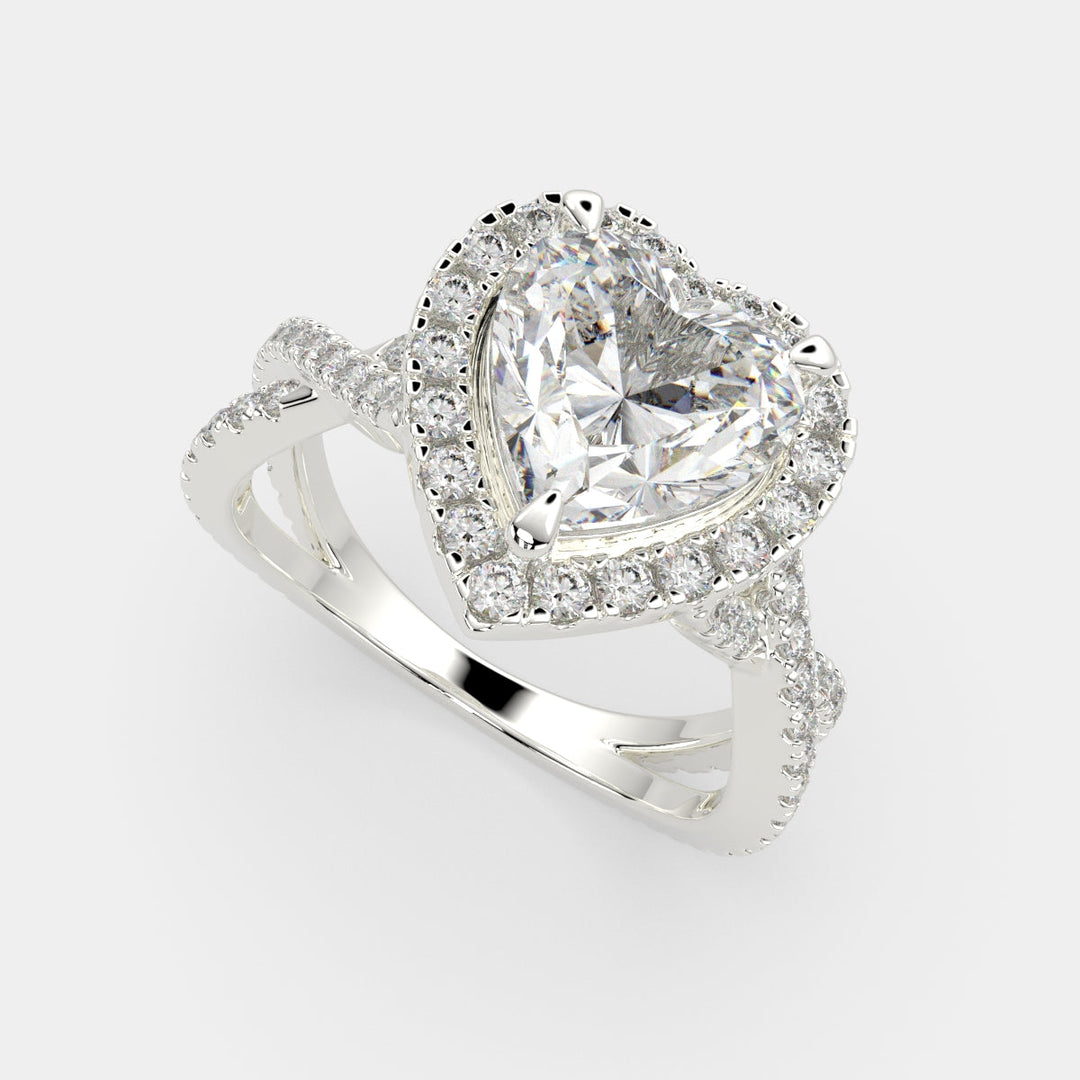 Ophelia Heart Cut Pave Halo Split Shank Engagement Ring Setting
