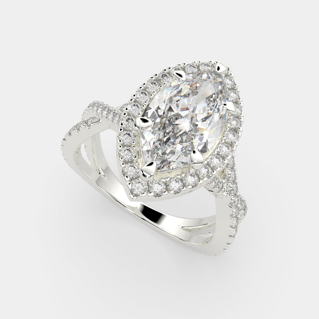 Ophelia Marquise Cut Pave Halo Split Shank Engagement Ring Setting