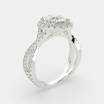 Load image into Gallery viewer, Ophelia Oval Cut Pave Halo Split Shank Engagement Ring Setting
