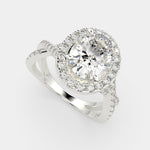 Load image into Gallery viewer, Ophelia Oval Cut Pave Halo Split Shank Engagement Ring Setting
