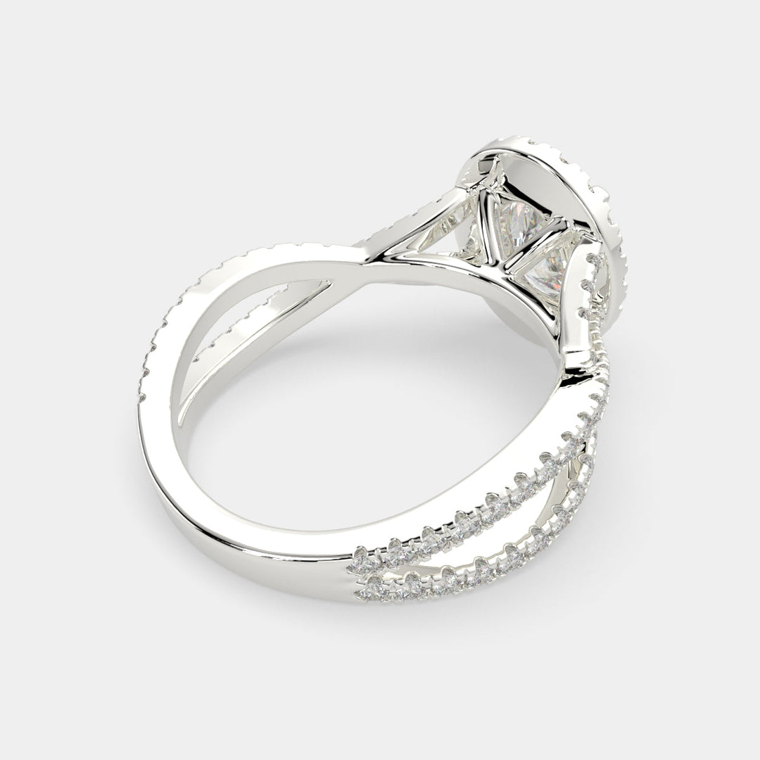 Ophelia Oval Cut Pave Halo Split Shank Engagement Ring Setting