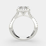 Load image into Gallery viewer, Ophelia Princess Cut Pave Halo Split Shank Engagement Ring Setting
