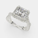 Load image into Gallery viewer, Ophelia Princess Cut Pave Halo Split Shank Engagement Ring Setting
