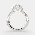 Load image into Gallery viewer, Ophelia Round Cut Pave Halo Split Shank Engagement Ring Setting
