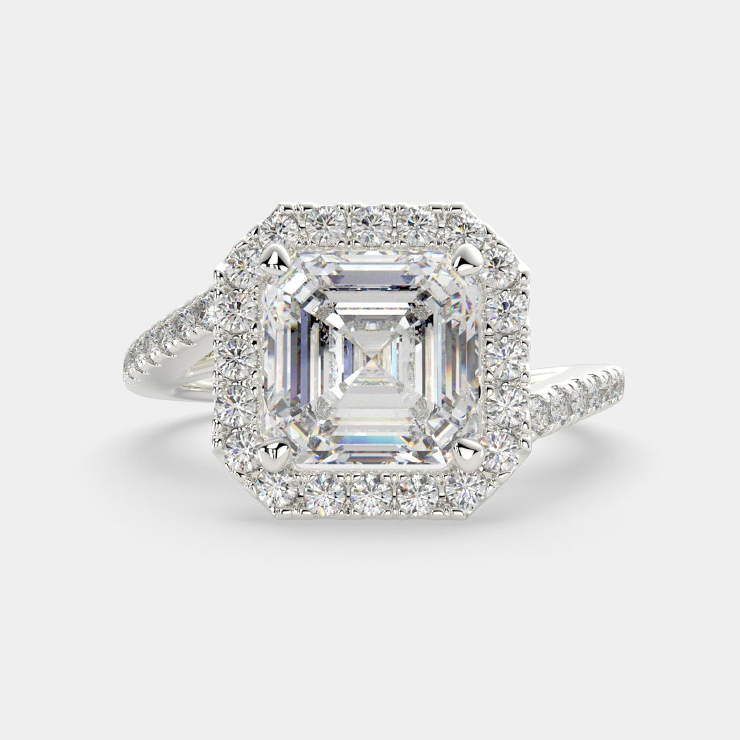 Paloma Emerald Cut Pave Halo Engagement Ring Setting