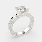 Load image into Gallery viewer, Sabrina Emerald Cut Solitaire Hand Engraved Milgrain Engagement Ring Setting
