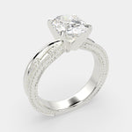 Load image into Gallery viewer, Sabrina Oval Cut Solitaire Hand Engraved Milgrain Engagement Ring Setting
