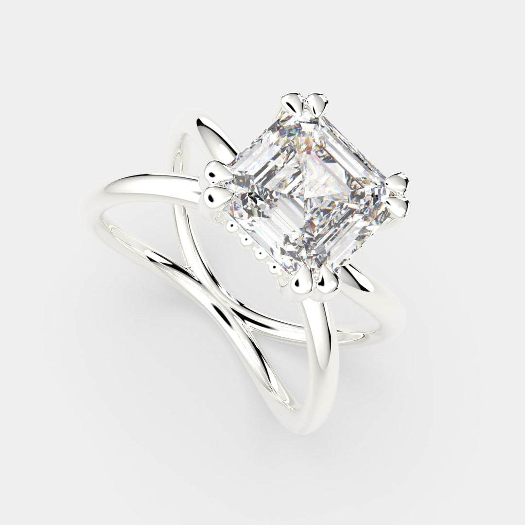 Tatiana Emerald Cut Solitaire Split Shank Engagement Ring Setting