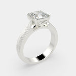Load image into Gallery viewer, Valentina Emerald Cut Solitaire Tapered Milgrain Engagement Ring Setting
