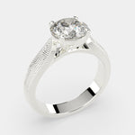 Load image into Gallery viewer, Valentina Round Cut Solitaire Tapered Milgrain Engagement Ring Setting
