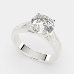 Load image into Gallery viewer, Valentina Round Cut Solitaire Tapered Milgrain Engagement Ring Setting
