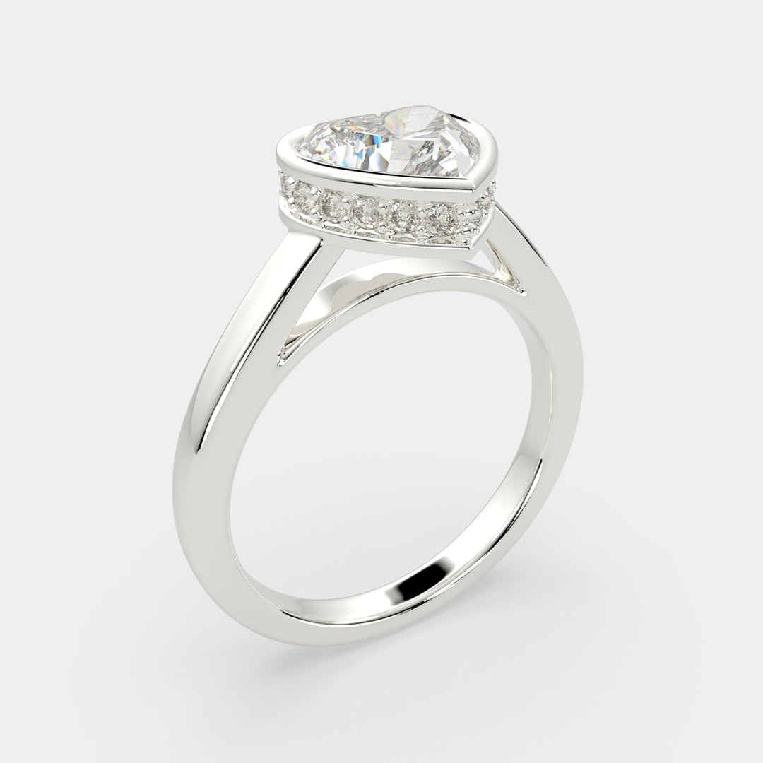 Xenia Heart Cut Halo Pave Solitaire Engagement Ring Setting