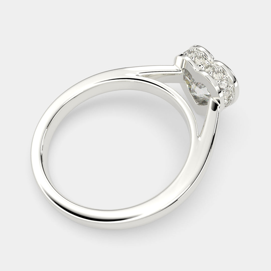 Xenia Heart Cut Halo Pave Solitaire Engagement Ring Setting