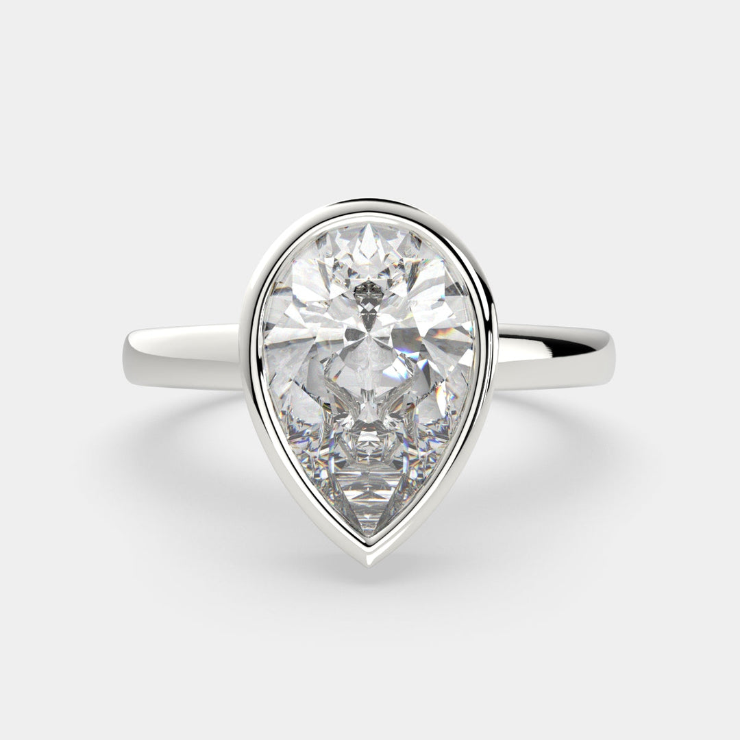 Xenia Pear Cut Halo Pave Solitaire Engagement Ring Setting