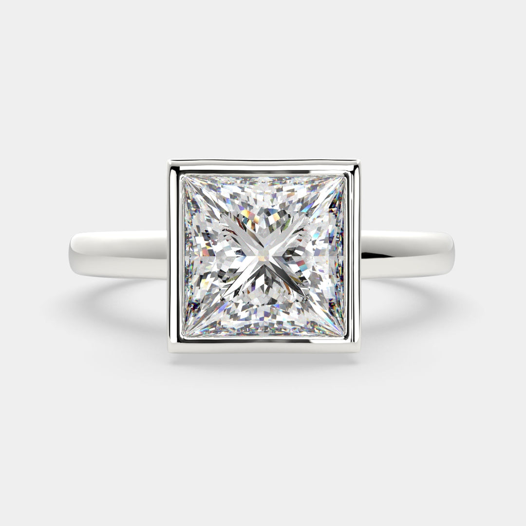 Xenia Princess Cut Halo Pave Solitaire Engagement Ring Setting