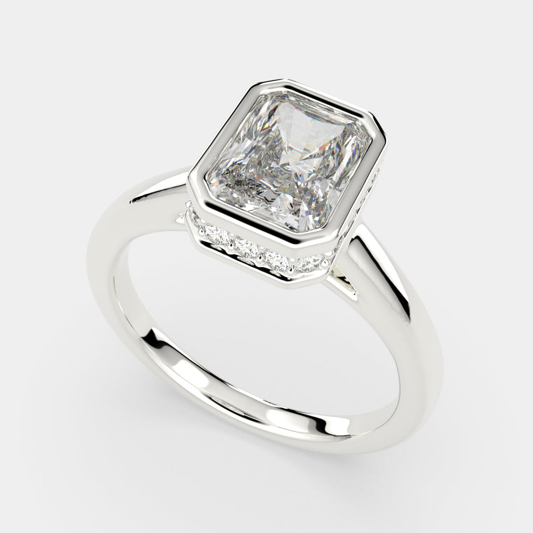 Xenia Radiant Cut Halo Pave Solitaire Engagement Ring Setting