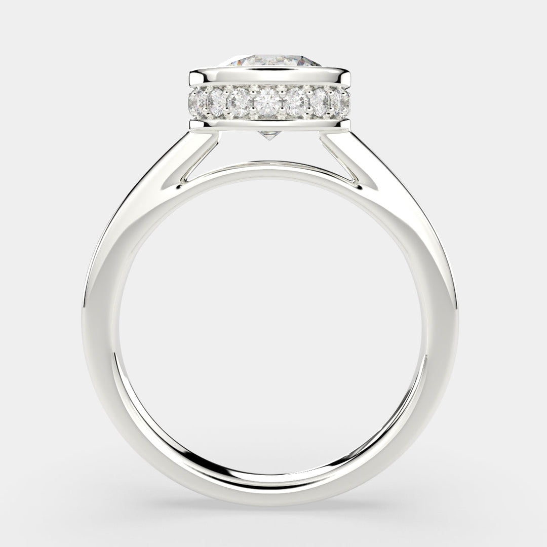 Xenia Round Cut Halo Pave Solitaire Engagement Ring Setting