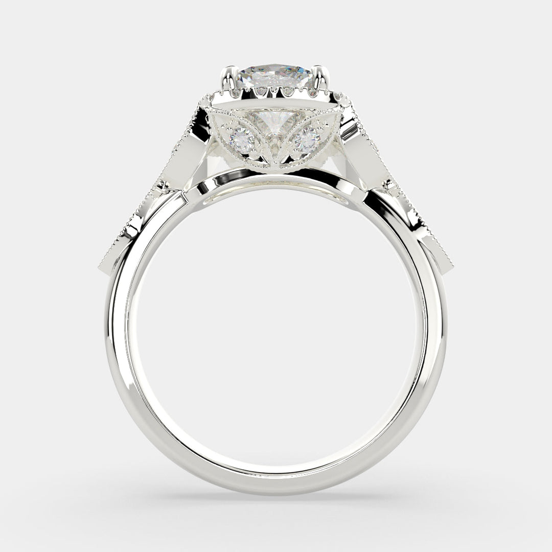 Ada Cushion Cut Halo Pave Engagement Ring Setting