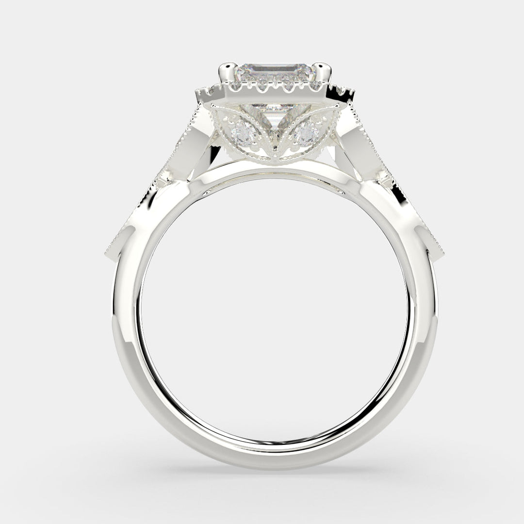 Ada Emerald Cut Halo Pave Engagement Ring Setting