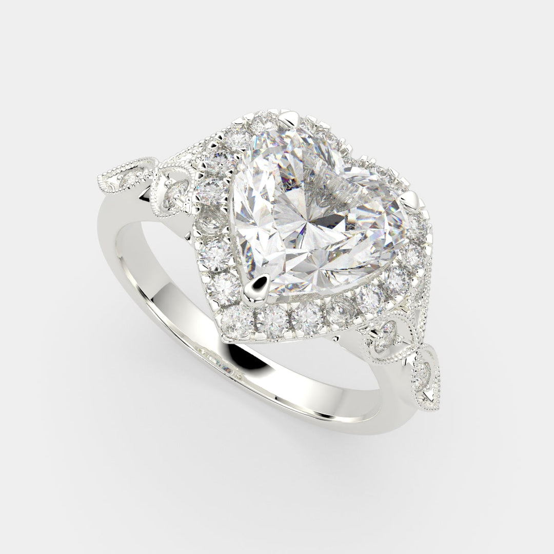 Ada Heart Cut Halo Pave Engagement Ring Setting