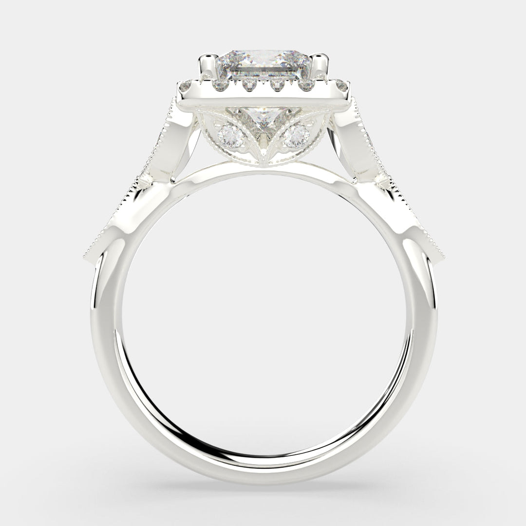 Ada Princess Cut Halo Pave Engagement Ring Setting