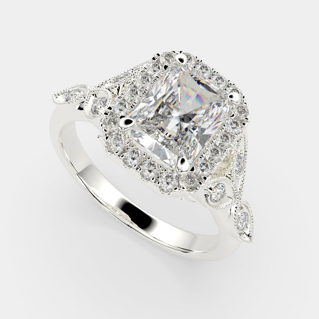 Ada Radiant Cut Halo Pave Engagement Ring Setting