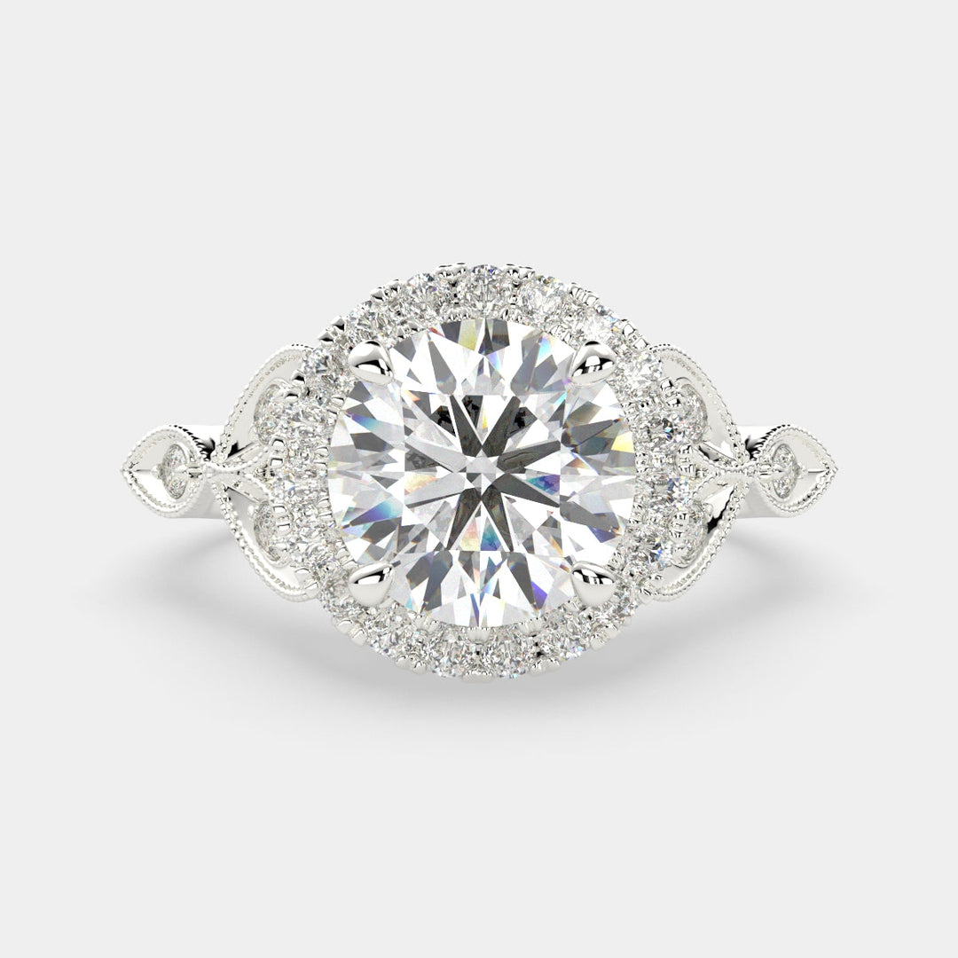 Ada Round Cut Halo Pave Engagement Ring Setting