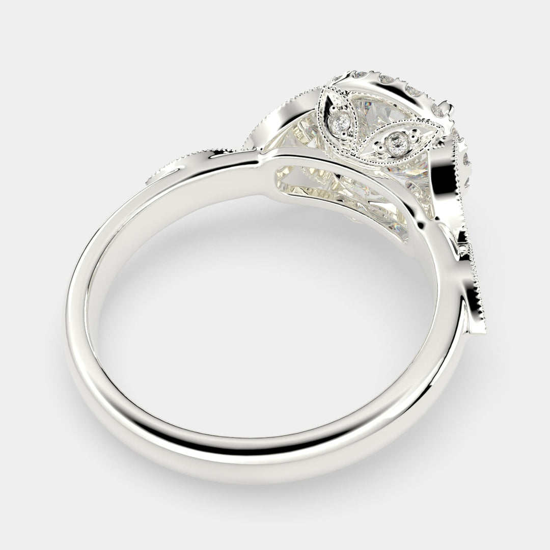 Ada Round Cut Halo Pave Engagement Ring Setting