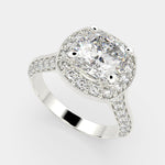 Load image into Gallery viewer, Beatrice Cushion Cut Halo Pave Knife Edge Milgrain Engagement Ring Setting
