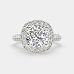 Load image into Gallery viewer, Beatrice Cushion Cut Halo Pave Knife Edge Milgrain Engagement Ring Setting
