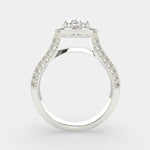 Load image into Gallery viewer, Beatrice Oval Cut Halo Pave Knife Edge Milgrain Engagement Ring Setting
