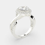 Load image into Gallery viewer, Celestina Heart Cut Halo Pave Split Shank Engagement Ring Setting
