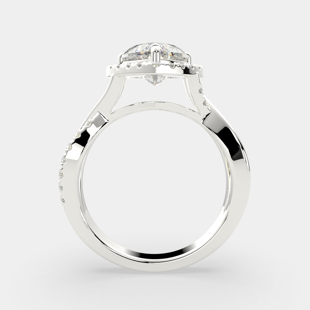 Celestina Heart Cut Halo Pave Split Shank Engagement Ring Setting