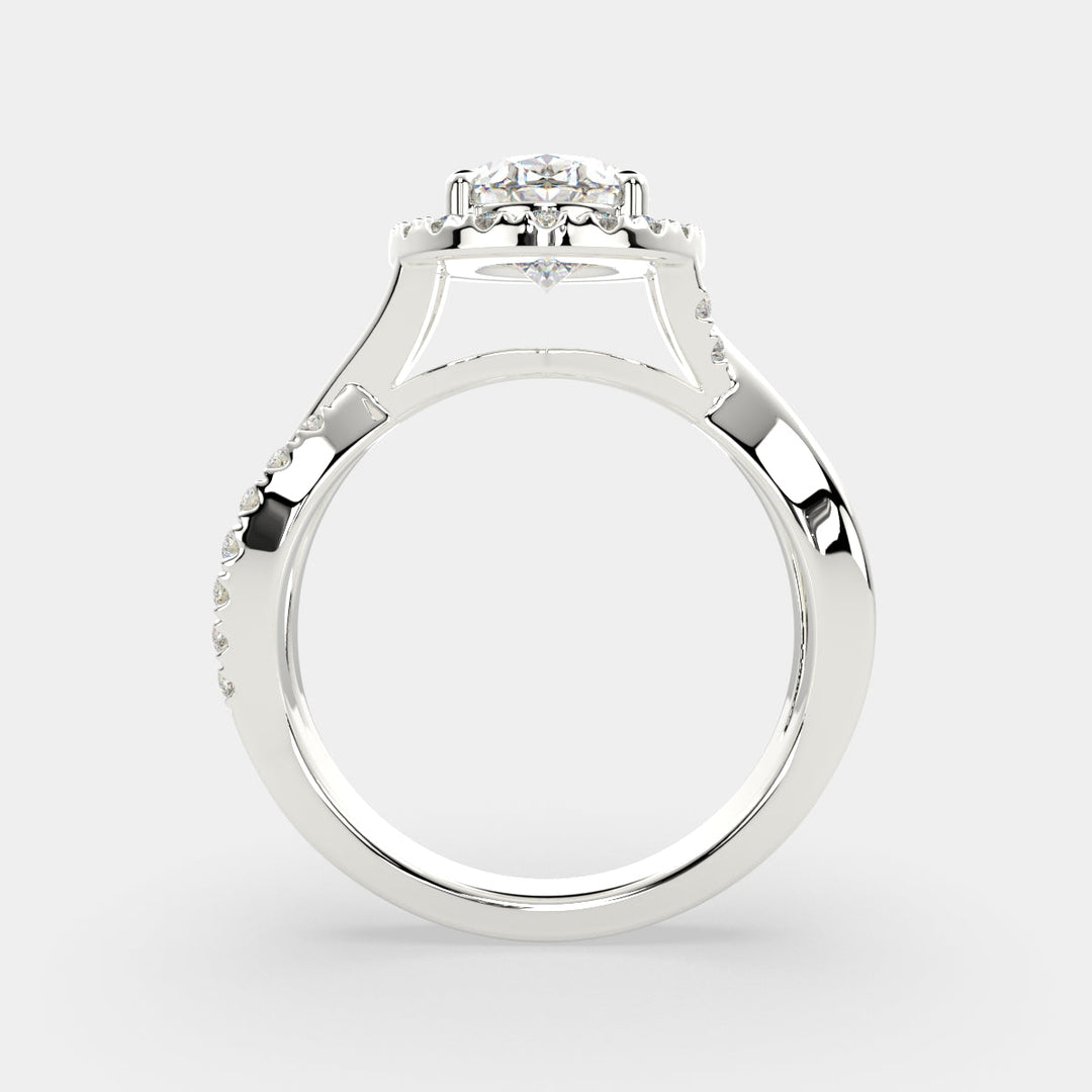 Celestina Oval Cut Halo Pave Split Shank Engagement Ring Setting