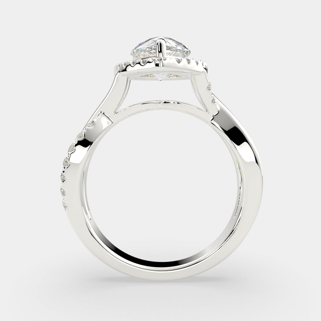 Celestina Pear Cut Halo Pave Split Shank Engagement Ring Setting