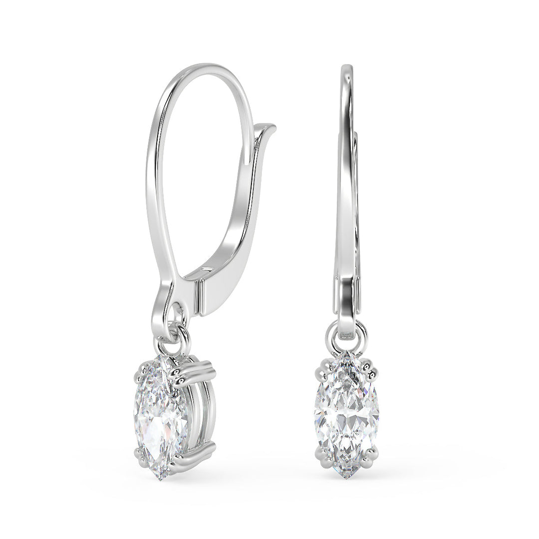 Saniyah Marquise Cut Double Prong Earrings Leverback