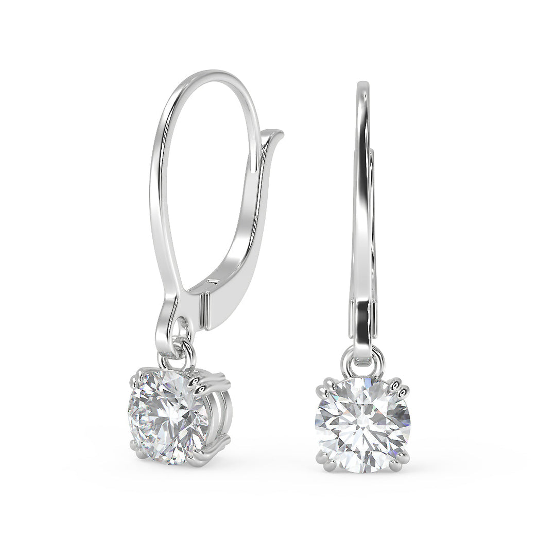 Kaila Round Cut Double Prong Earrings Leverback