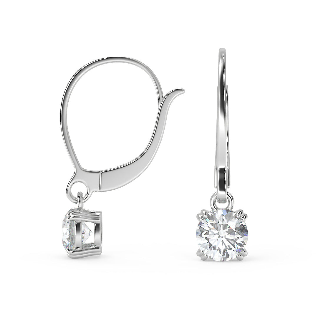 Kaila Round Cut Double Prong Earrings Leverback