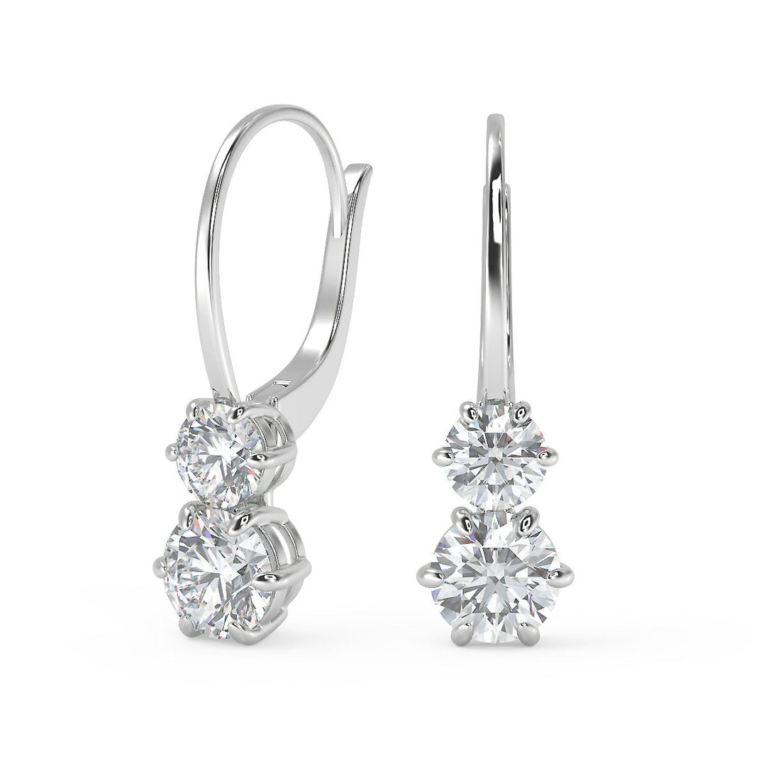 Julissa Round Cut 6 Prong Stacked Earrings Leverback