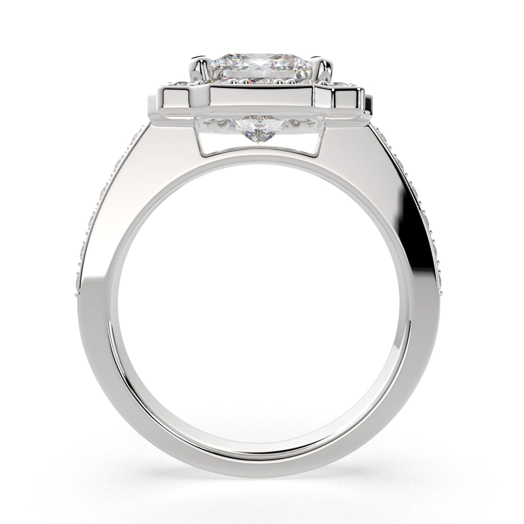 Amalia Princess Cut Halo Pave Engagement Ring Setting