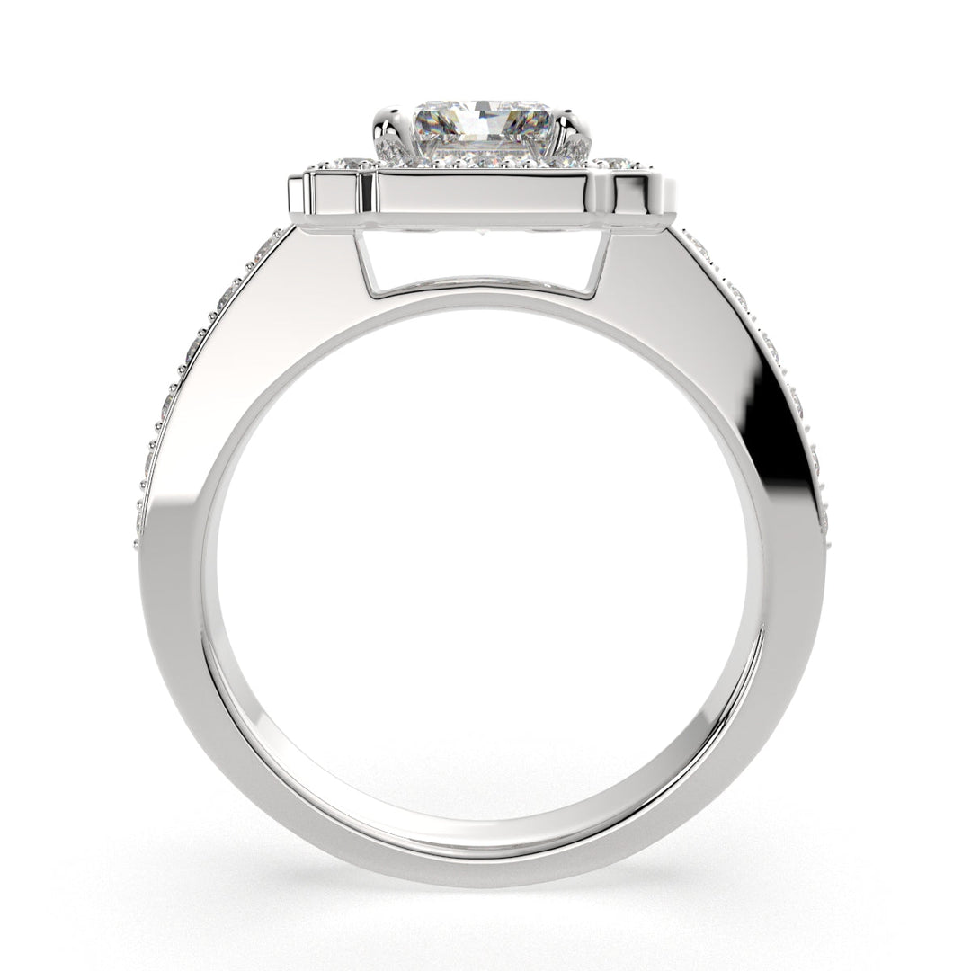 Amalia Radiant Cut Halo Pave Engagement Ring Setting
