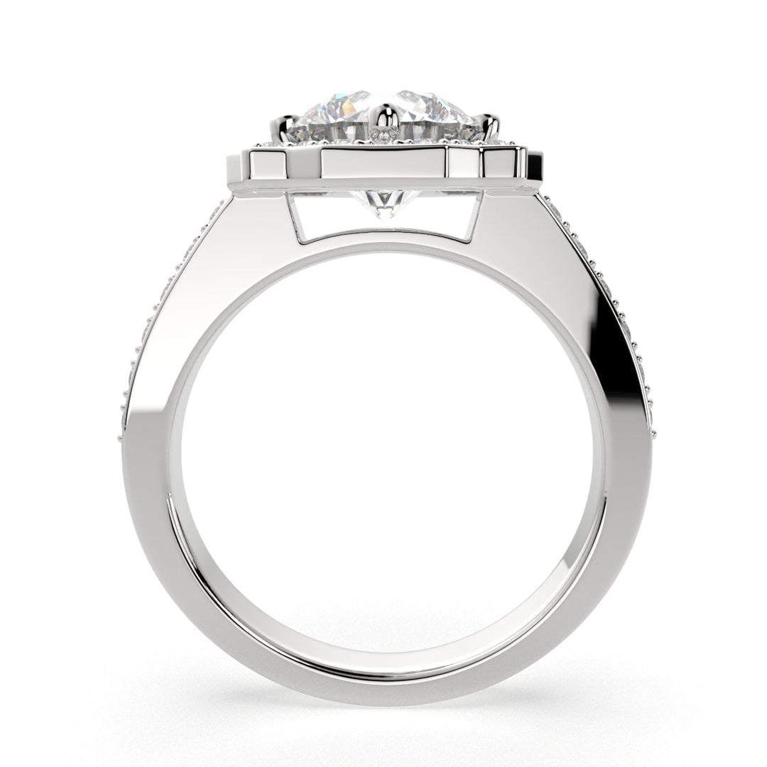 Amalia Round Cut Halo Pave Engagement Ring Setting