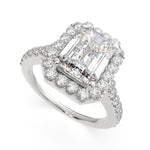 Load image into Gallery viewer, Bianca Emerald Cut Halo Pave Engagement Ring Setting
