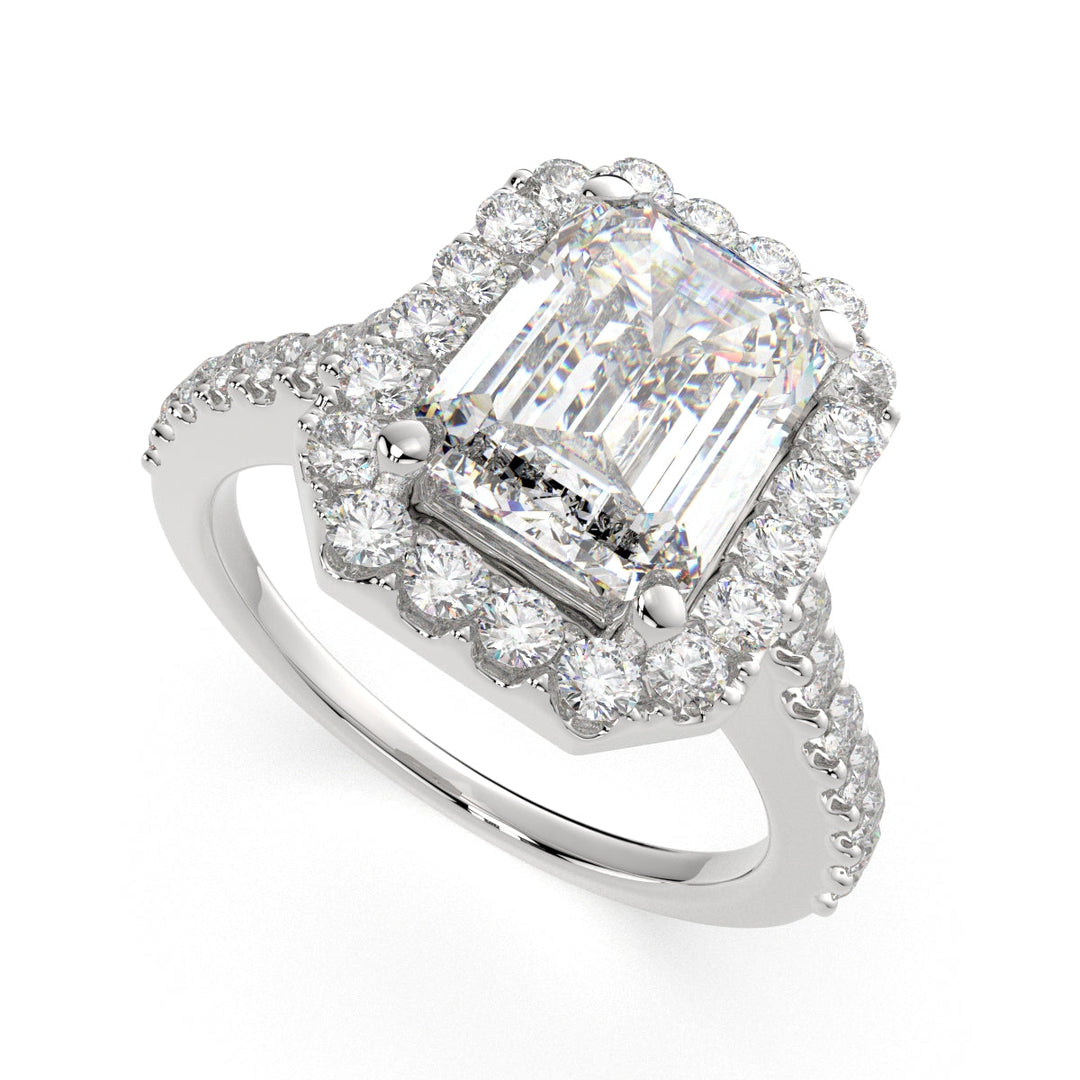 Bianca Emerald Cut Halo Pave Engagement Ring Setting
