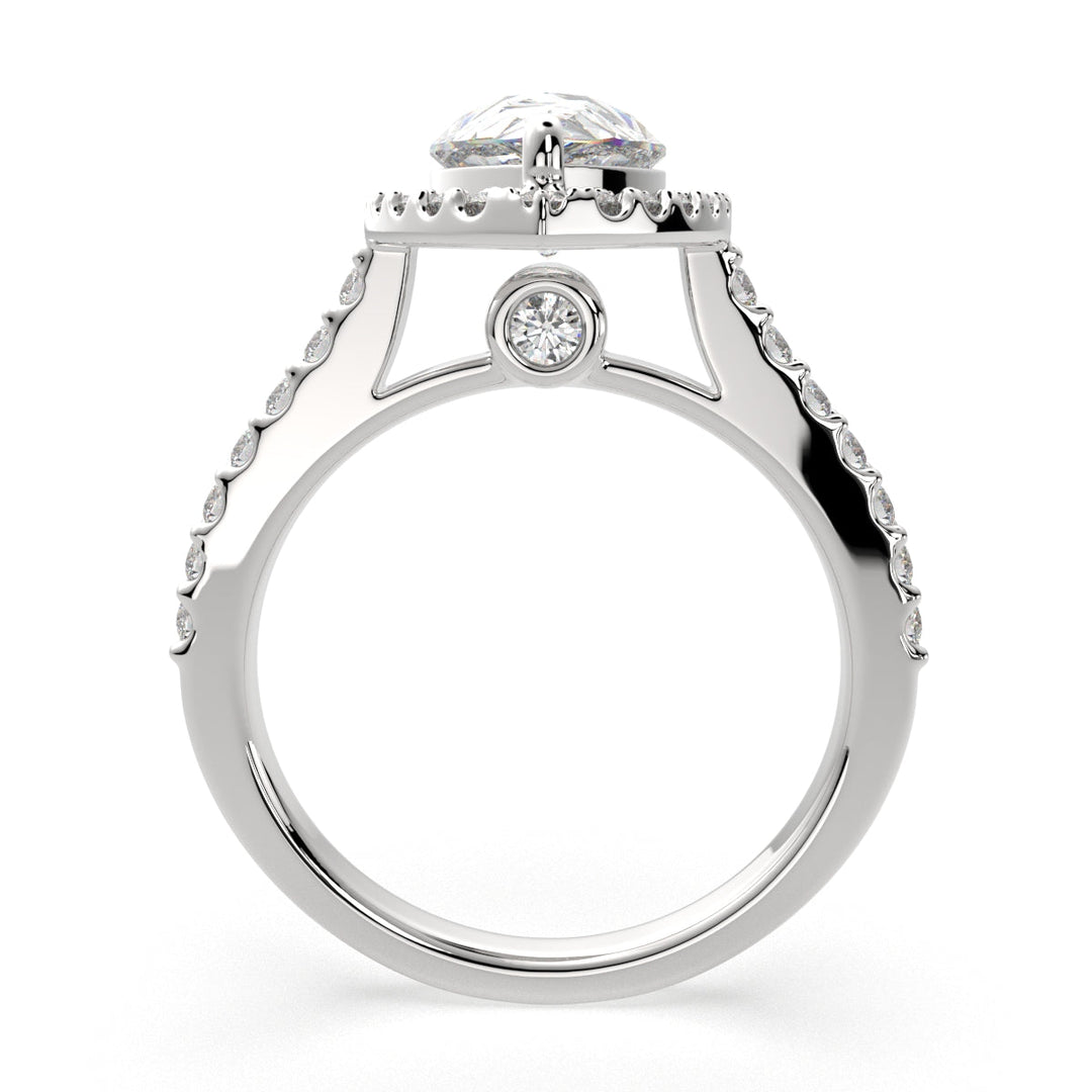 Bianca Pear Cut Halo Pave Engagement Ring Setting