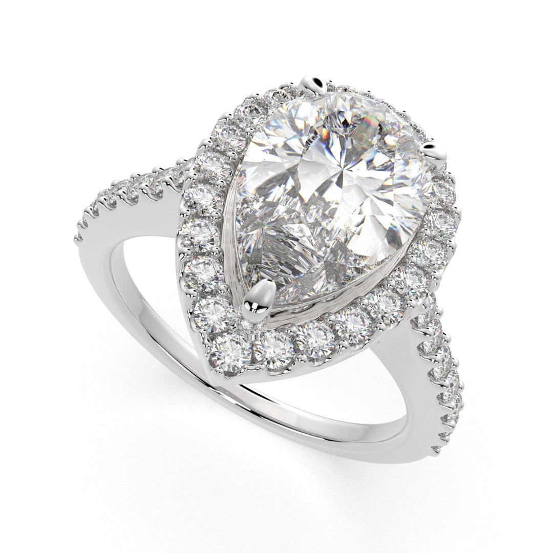 Bianca Pear Cut Halo Pave Engagement Ring Setting