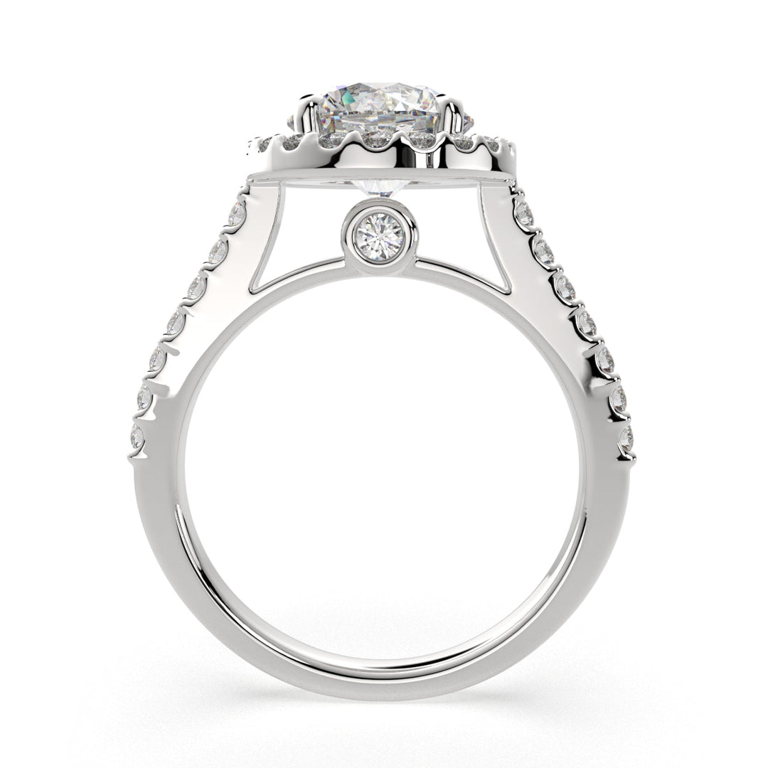 Bianca Round Cut Halo Pave Engagement Ring Setting